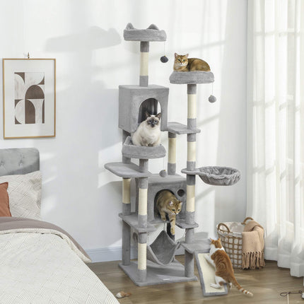 192 cm Cat Tree Tower with Hammocks and Sisal Posts