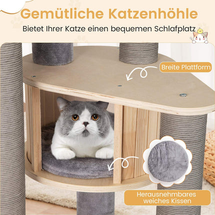 197 cm Multi-Level Cat Tower with Hammock, Gray