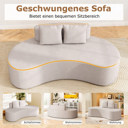 199 cm Gray Sofa Bed with 2 Cushions, Low Backrest