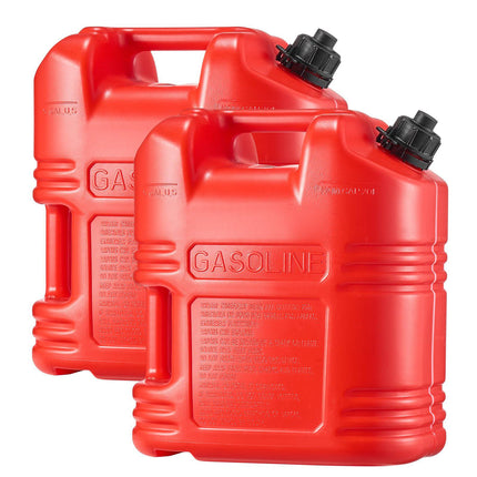 19L Fuel Container 2-Pack, Spout, Leak-Proof, Red