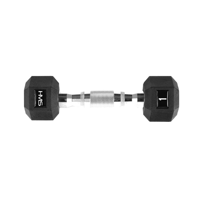 1 kg Rubber Hex Dumbbell, Knurled Grip Handle