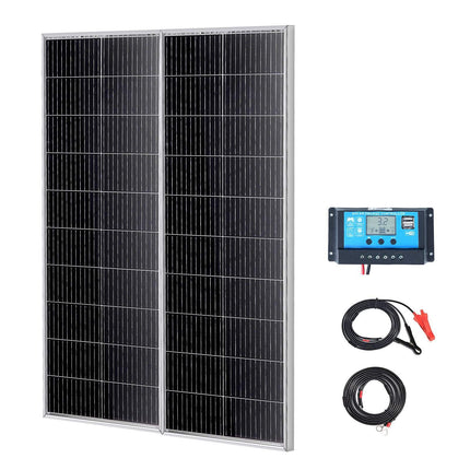 200W Monocrystalline Solar Panel Kit, 12V, 2 Panels, Controller