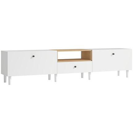 200 cm TV Stand for 90-Inch TVs, 2 Doors, Drawer, White