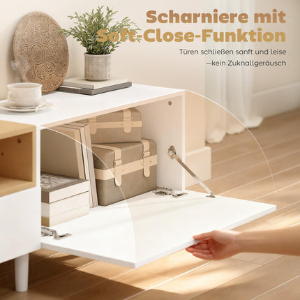 200 cm TV Stand for 90-Inch TVs, 2 Doors, Drawer, White