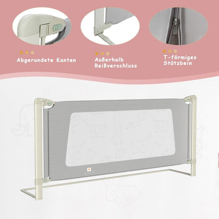 200 cm bed rail height adjustable bed guard with connection accessories gray