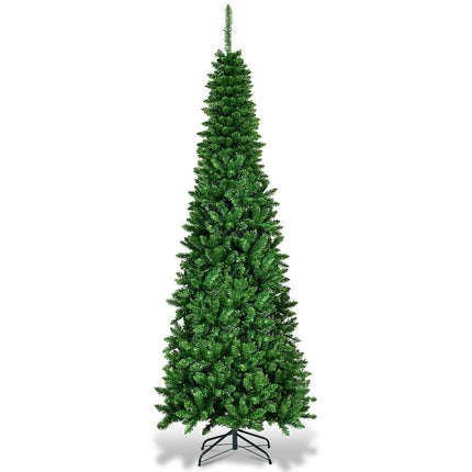 200 cm narrow Christmas tree with warm white LEDs artificial Christmas tree green