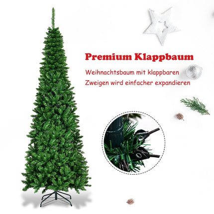 200 cm narrow Christmas tree with warm white LEDs artificial Christmas tree green