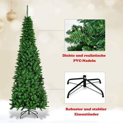 200 cm narrow Christmas tree with warm white LEDs artificial Christmas tree green