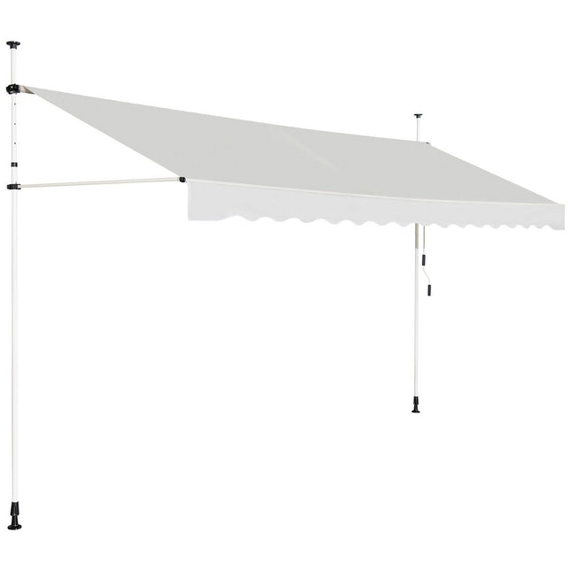 200cm wide clamp awning without drilling, UV-resistant balcony awning, height-adjustable awning, beige