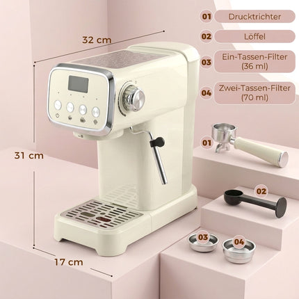 20 Bar Espresso Machine with Milk Frother, 1.2L Tank