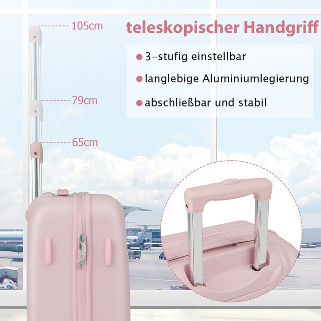 20” Carry-on Travel Suitcase with Spinner Wheels & TSA Lock PC Hard Case with Sticker 38 x 22 x 57 cm Pink