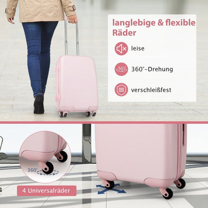 20” Carry-on Travel Suitcase with Spinner Wheels & TSA Lock PC Hard Case with Sticker 38 x 22 x 57 cm Pink