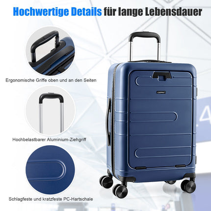 20-Inch Carry-On Hardside Suitcase, Front Pocket, TSA, USB
