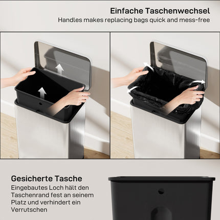 20L Pedal Bin with Soft-Close Lid, Removable Inner Bucket