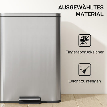 20L Pedal Bin with Soft-Close Lid, Removable Inner Bucket