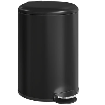 20L Pedal Trash Bin, Soft-Close Lid, Black Metal