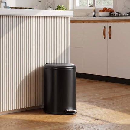 20L Pedal Trash Bin, Soft-Close Lid, Black Metal