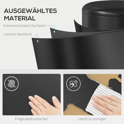 20L Pedal Trash Bin, Soft-Close Lid, Black Metal