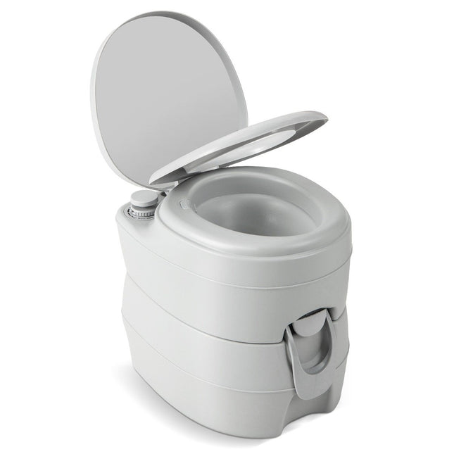 20L Portable Toilet with Removable Waste Tank & Leak-Proof Seat & Flush Pump Grey