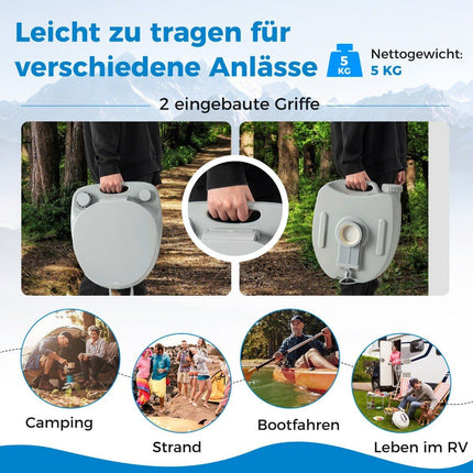 20L Portable Toilet with Removable Waste Tank & Leak-Proof Seat & Flush Pump Grey