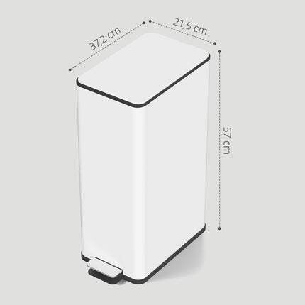 20L Trash Can, Soft-Close Lid, Stainless Steel, White