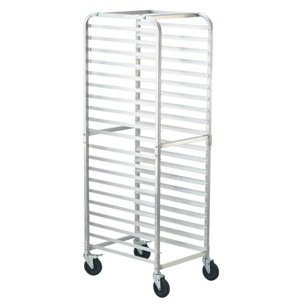 20-Tier Bun Pan Rack, Aluminum, Brake Casters, Half Full Sheet