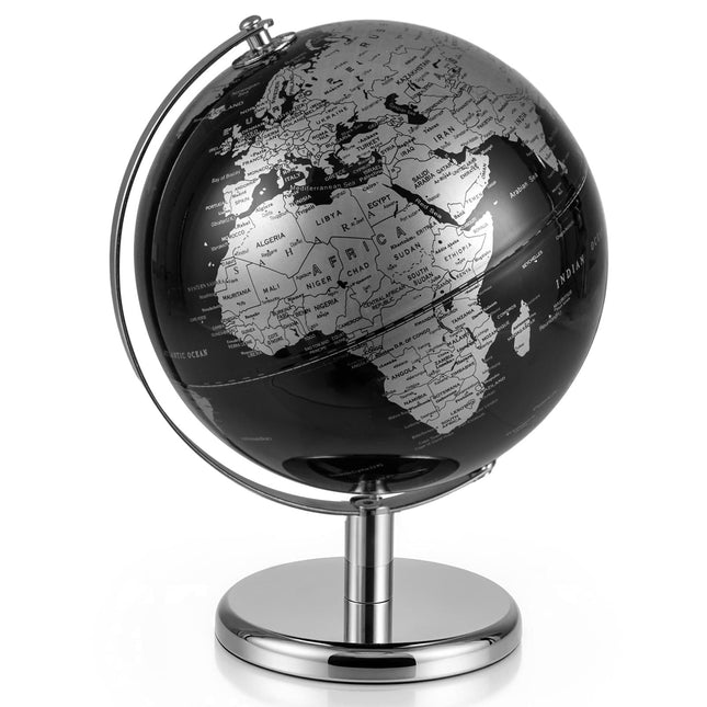 20 cm Black Globe with Metal Stand – Educational & Decorative