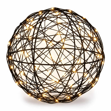 20 cm Black LED Decor Ball – Warm White Light