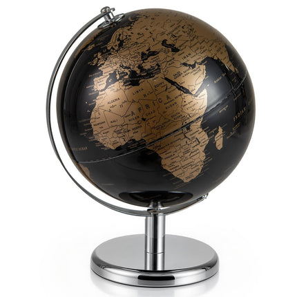 20cm Black Metal Globe with Stand – Educational Tool