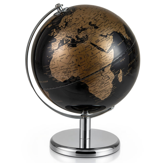 20cm Black Metal Globe with Stand – Educational Tool