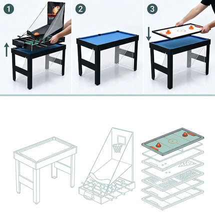 20-in-1 Multi-Game Table Set – Black, MDF, 81x107x60.5 cm