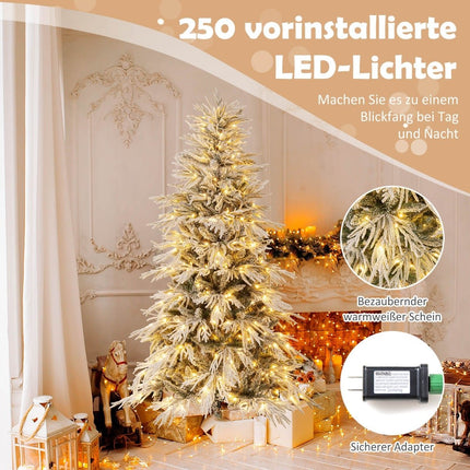 210 cm Artificial Christmas Tree, Snow-Flocked, 350 LEDs