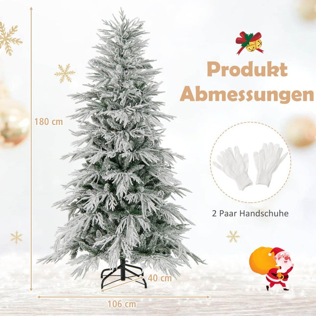 210 cm Artificial Christmas Tree, Snow-Flocked, 350 LEDs