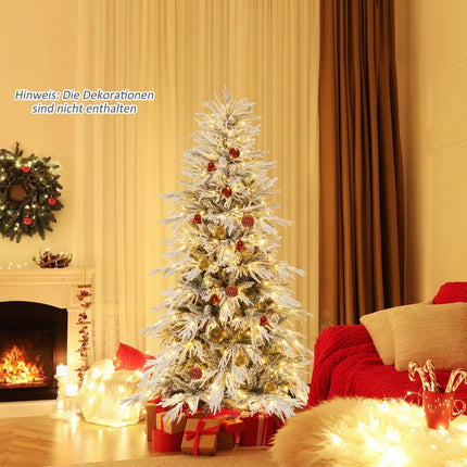 210 cm Artificial Christmas Tree, Snow-Flocked, 350 LEDs