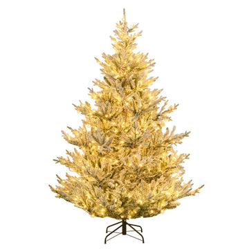 210 cm Artificial Christmas Tree with Lights & Snow
