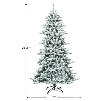 210 cm Artificial Snowy Christmas Tree with Pinecones