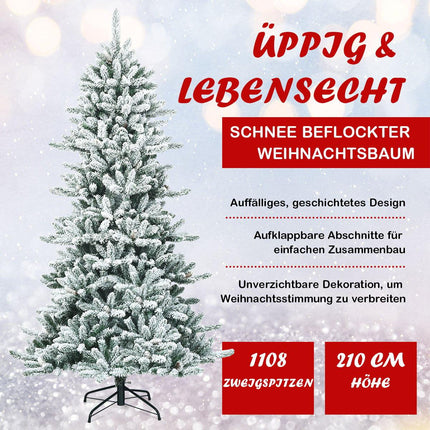 210 cm Artificial Snowy Christmas Tree with Pinecones