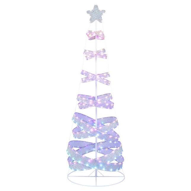 210 cm LED spiral Christmas tree made of polyester metal with 341 LEDs & 34 light modes & star