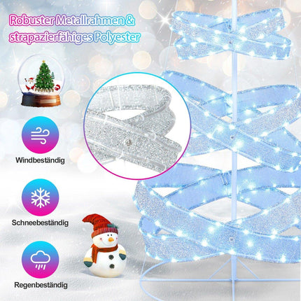210 cm LED spiral Christmas tree made of polyester metal with 341 LEDs & 34 light modes & star