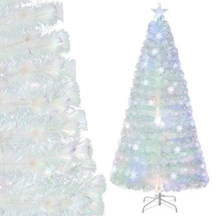 210 cm White Artificial Christmas Tree with LED Lights
