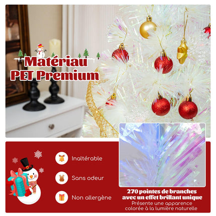 210 cm White Artificial Christmas Tree with LED Lights