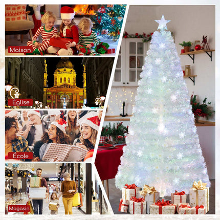 210 cm White Artificial Christmas Tree with LED Lights