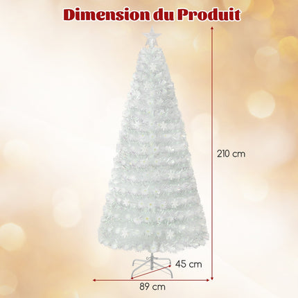 210 cm White Artificial Christmas Tree with LED Lights