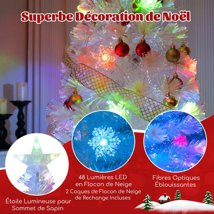 210 cm White Artificial Christmas Tree with LED Lights