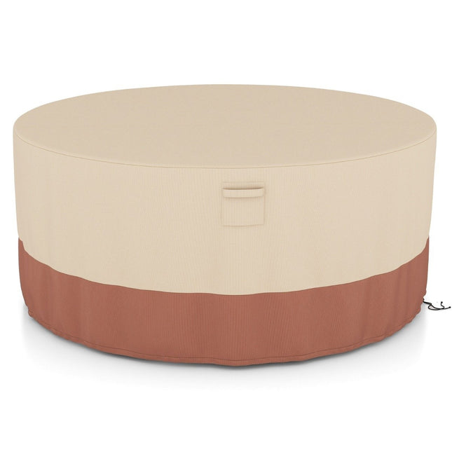 Ø 213 cm round patio furniture cover with ventilation slots & buckles & cords beige
