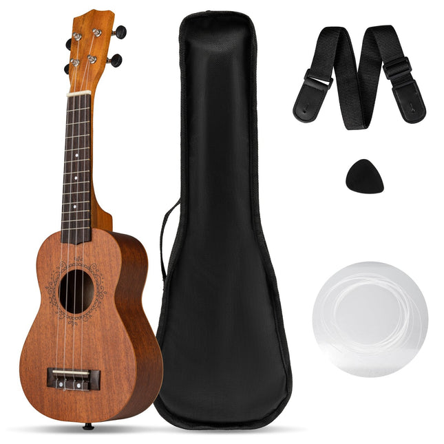 21-Inch Mahogany Ukulele Set with Bag & Accessories