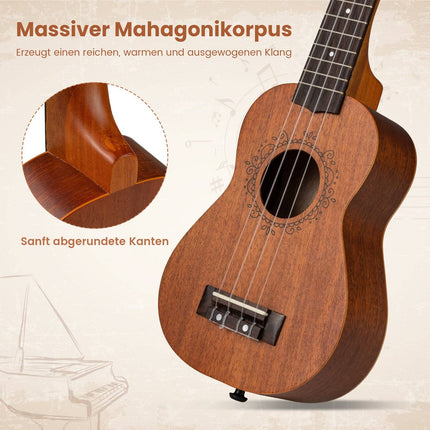 21-Inch Mahogany Ukulele Set with Bag & Accessories