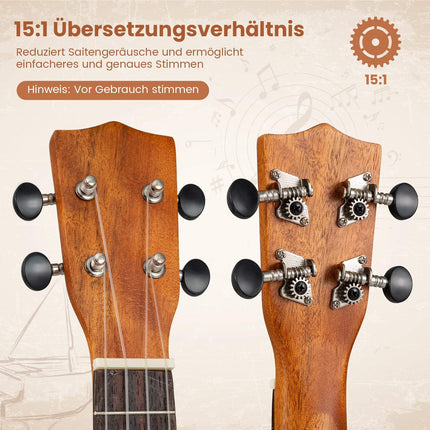 21-Inch Mahogany Ukulele Set with Bag & Accessories