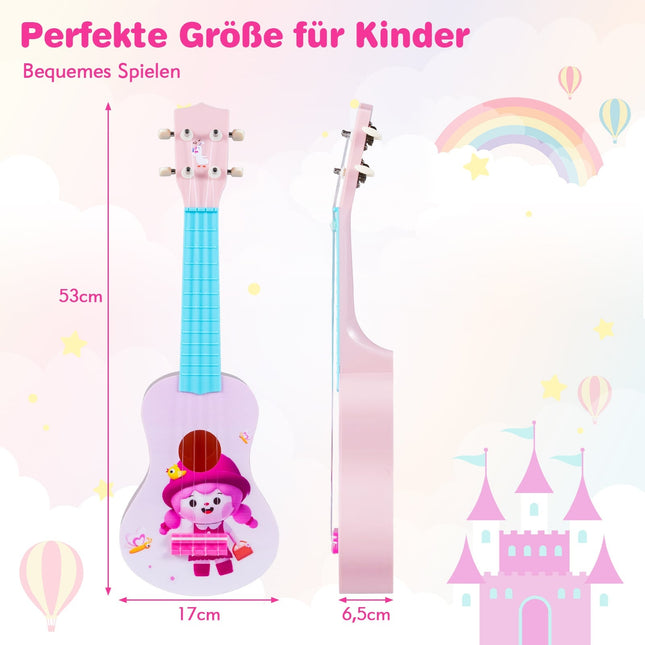 21-Inch Pink Ukulele for Kids, Nylon Strings, Beginner-Friendly
