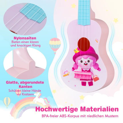 21-Inch Pink Ukulele for Kids, Nylon Strings, Beginner-Friendly